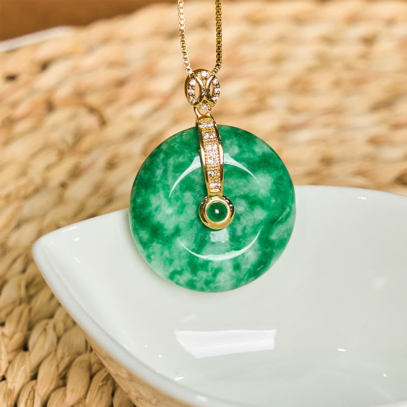Collier de guérison avec boucle de paix en jade cyan naturel