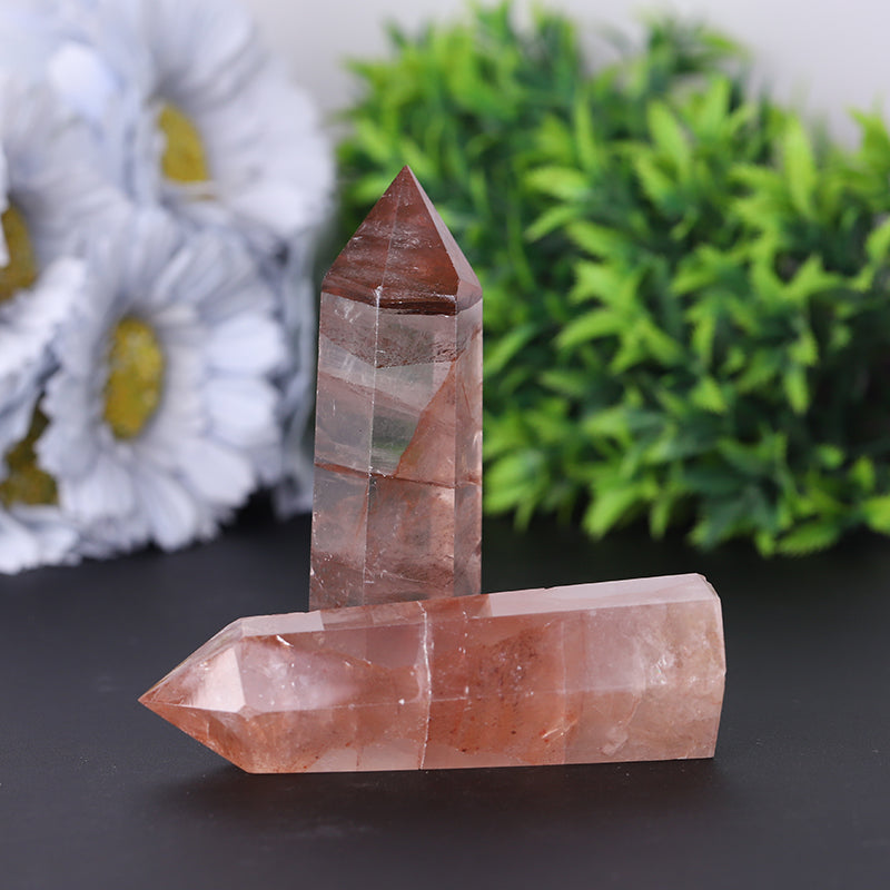 Natural Fire Quartz Crystal Tower 2.4-4.5 Inch Healing Point