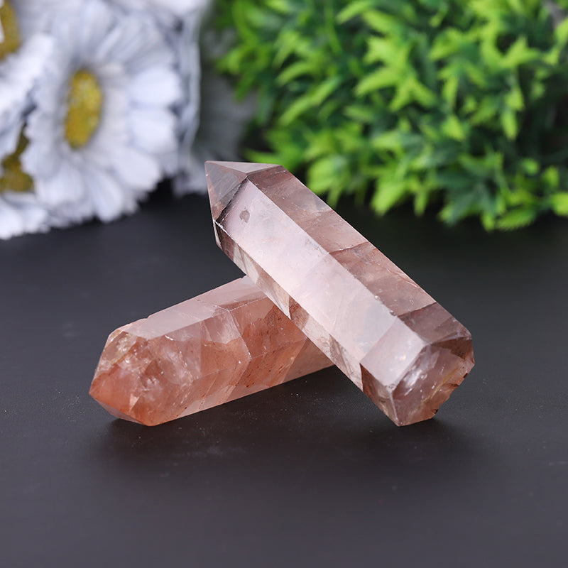 Natural Fire Quartz Crystal Tower 2.4-4.5 Inch Healing Point