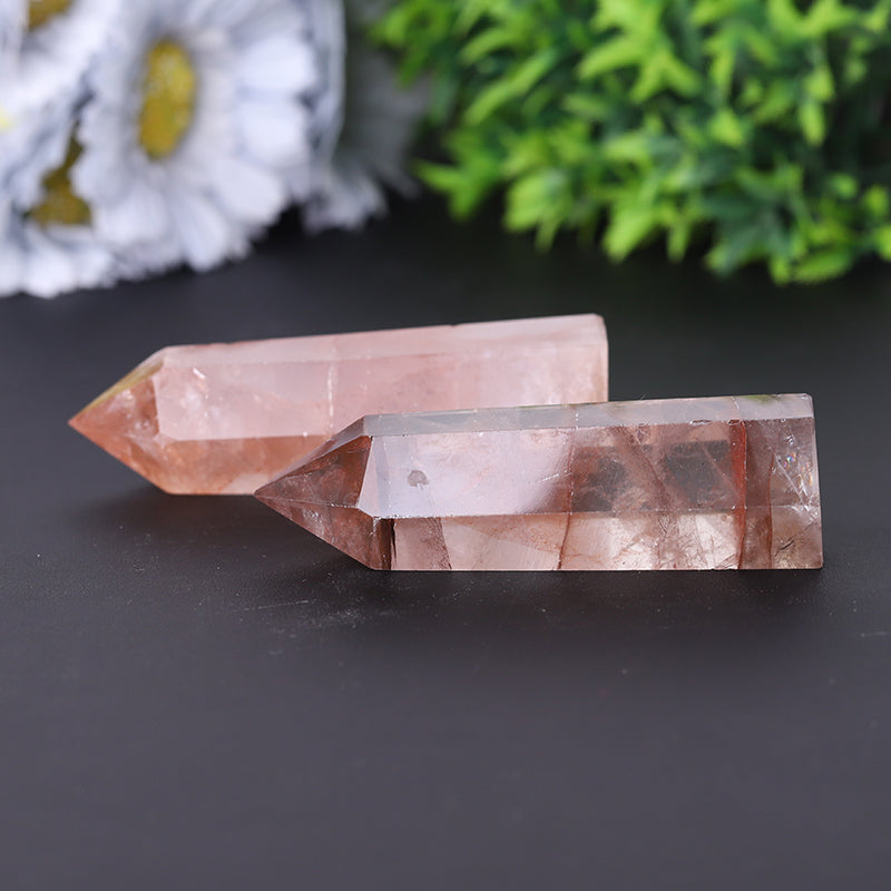 Natural Fire Quartz Crystal Tower 2.4-4.5 Inch Healing Point