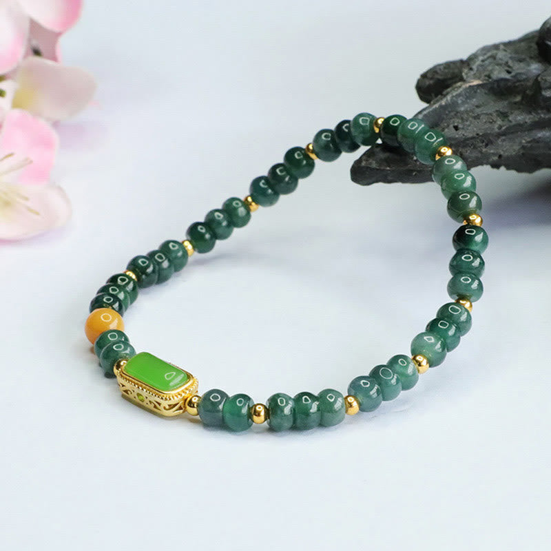 Bracelet porte-bonheur en jade vert naturel, perles de 5 mm, poignet de 14 à 15 cm
