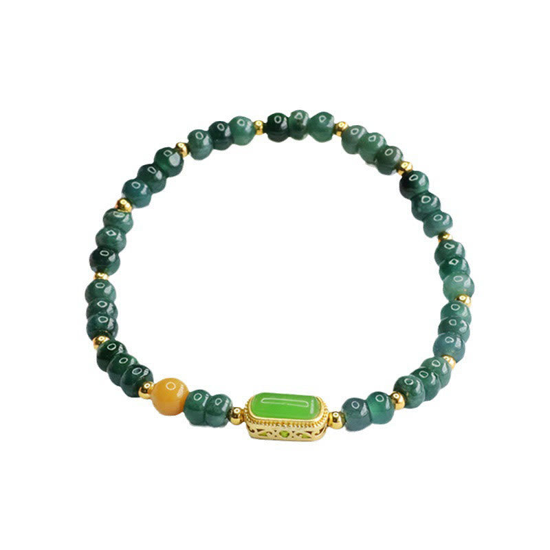 Bracelet porte-bonheur en jade vert naturel, perles de 5 mm, poignet de 14 à 15 cm