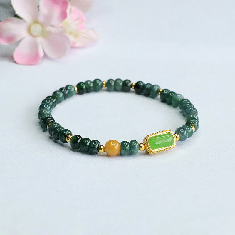 Bracelet porte-bonheur en jade vert naturel, perles de 5 mm, poignet de 14 à 15 cm