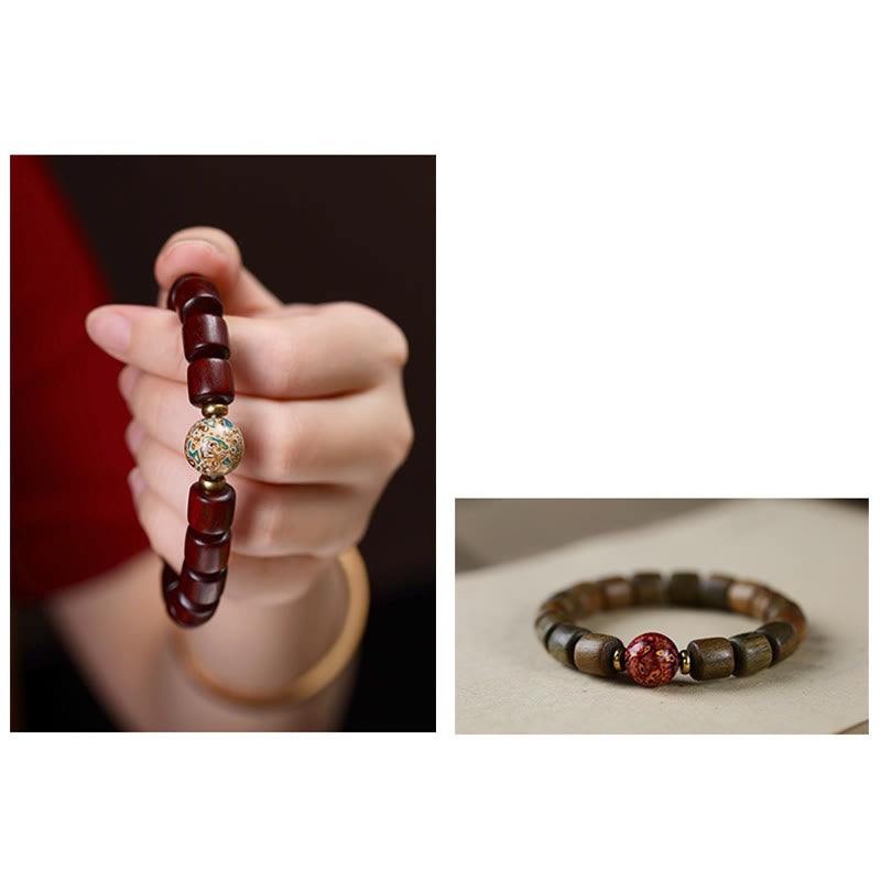 Bracelet de paix en bois de santal naturel vert et rouge, perles de 10 mm