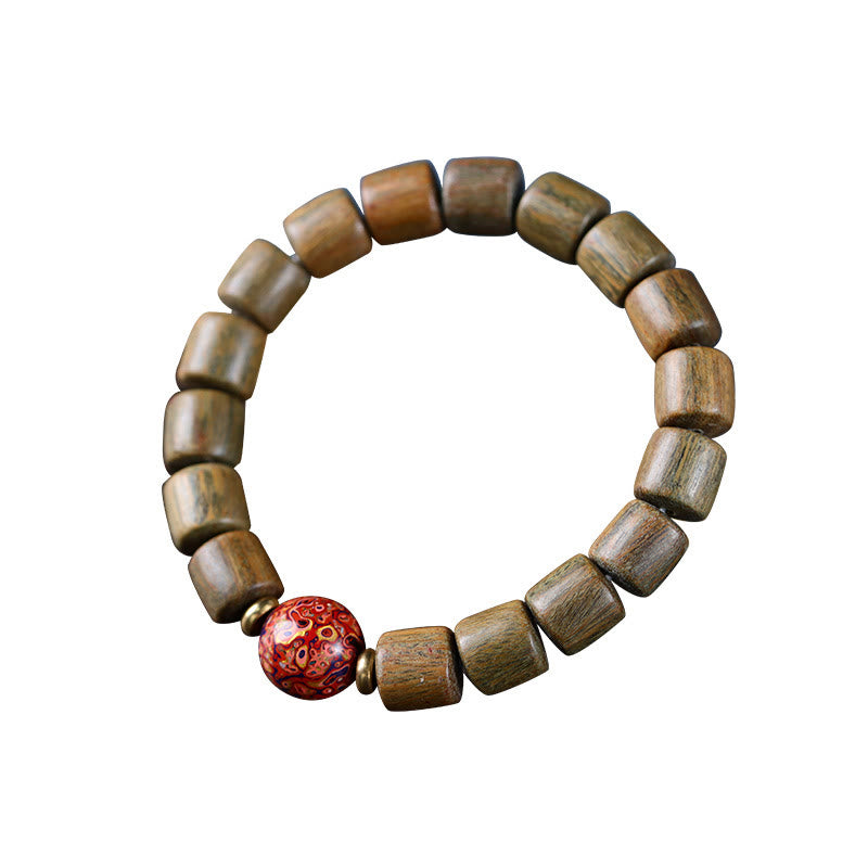 Bracelet de paix en bois de santal naturel vert et rouge, perles de 10 mm