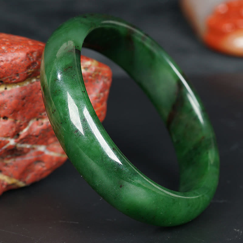 Bracelet en jade cyan Hetian naturel pour le succès et le bonheur 56 mm