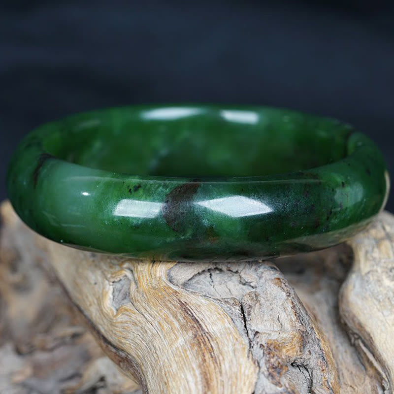 Bracelet en jade cyan Hetian naturel pour le succès et le bonheur 56 mm