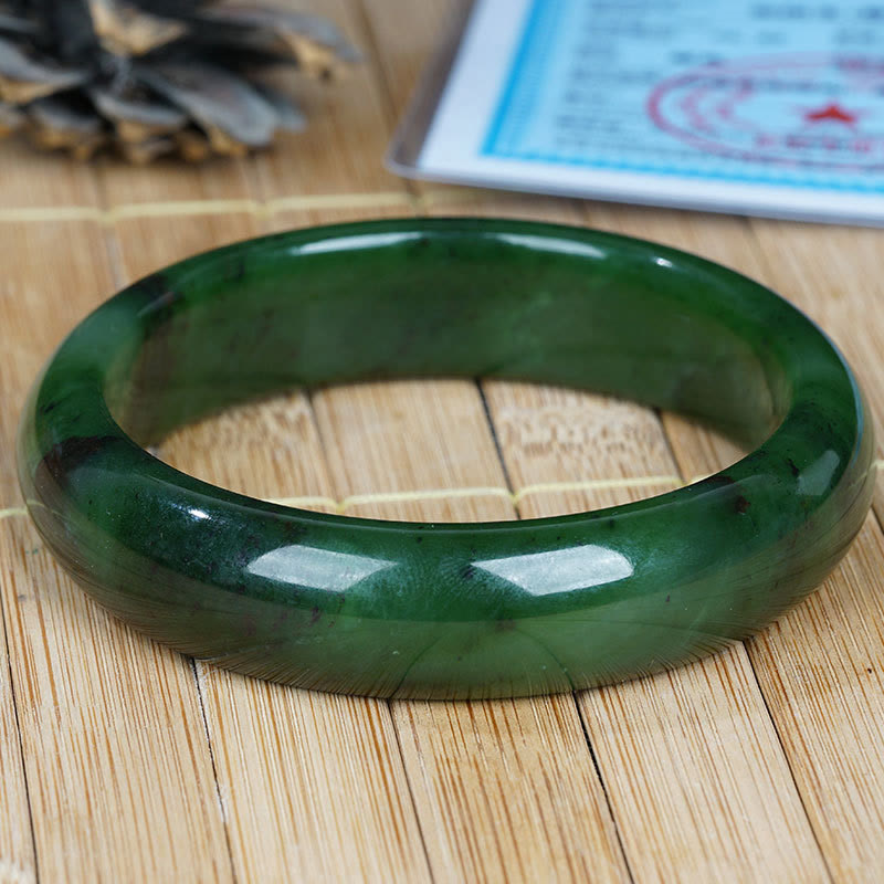 Bracelet en jade cyan Hetian naturel pour le succès et le bonheur 56 mm