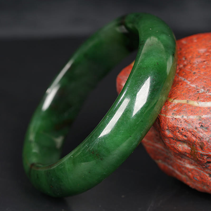 Bracelet en jade cyan Hetian naturel pour le succès et le bonheur 56 mm