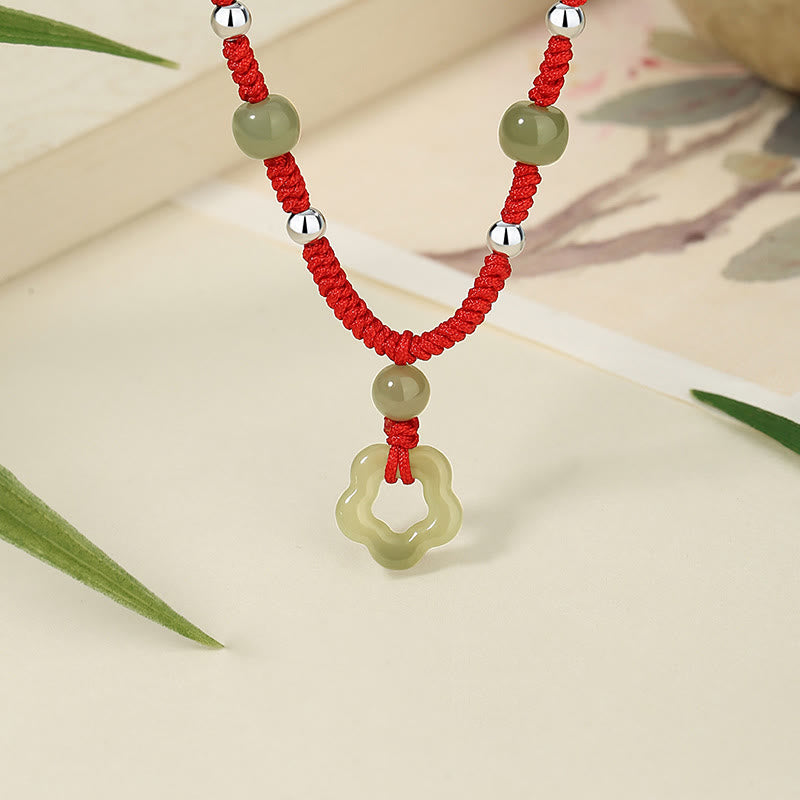 Ensemble collier et bracelet en jade cyan Hetian naturel pour la chance