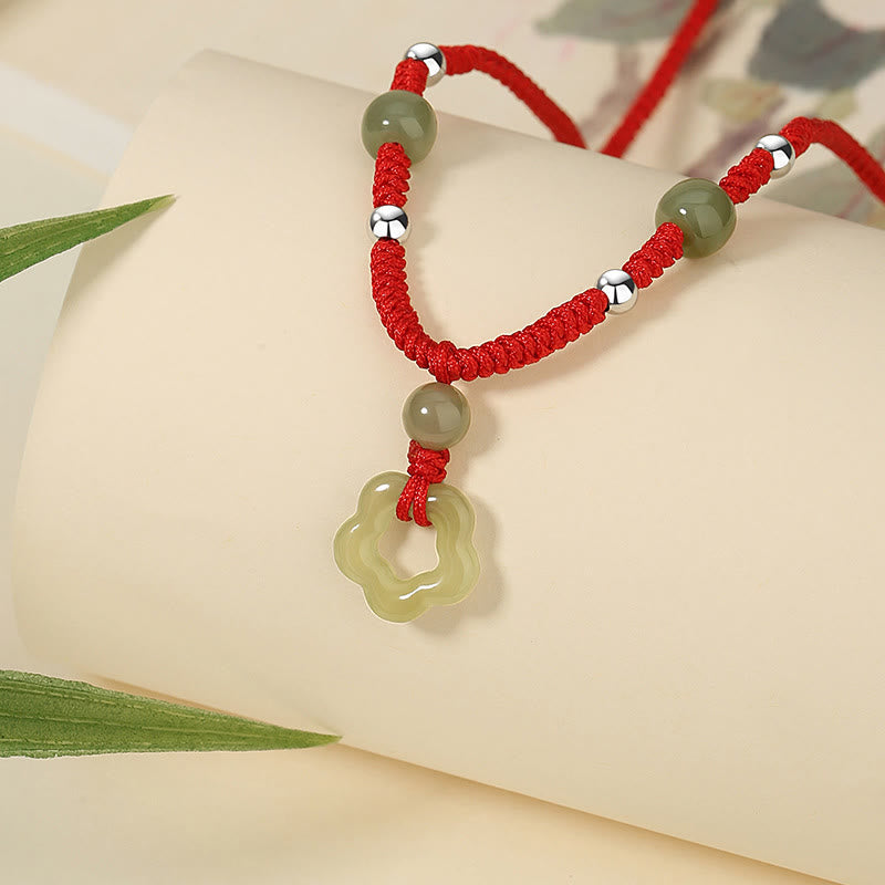 Ensemble collier et bracelet en jade cyan Hetian naturel pour la chance