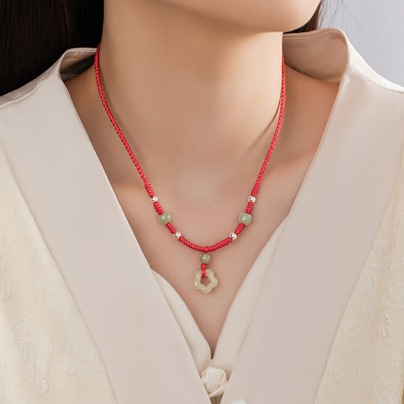 Ensemble collier et bracelet en jade cyan Hetian naturel pour la chance
