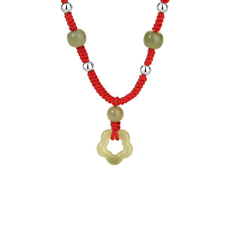 Ensemble collier et bracelet en jade cyan Hetian naturel pour la chance