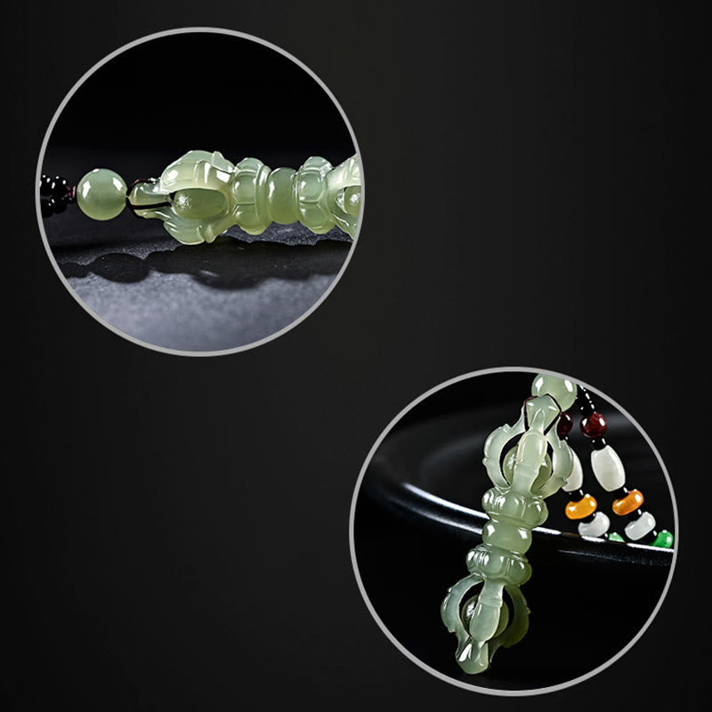 Collier de réussite en jade cyan Hetian naturel avec Dorje Vajra
