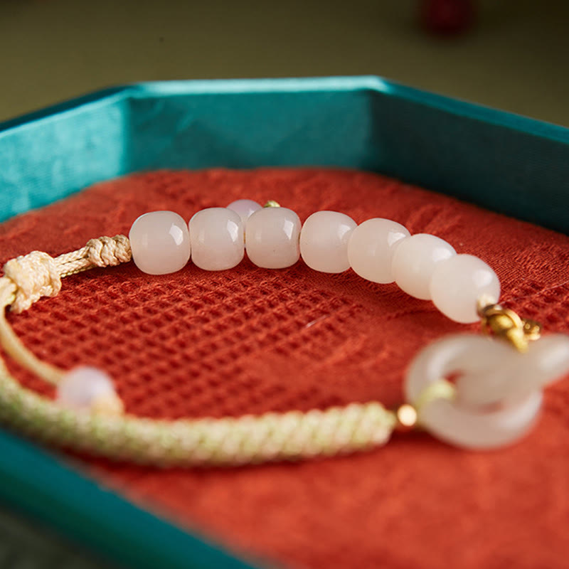 Bracelet double boucle de paix en jade naturel Hetian pour l'abondance