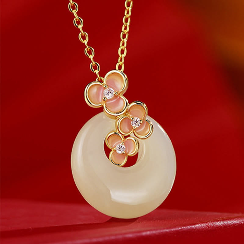 Collier et bracelet en jade naturel Hetian avec boucle de paix