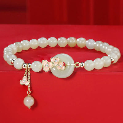 Collier et bracelet en jade naturel Hetian avec boucle de paix