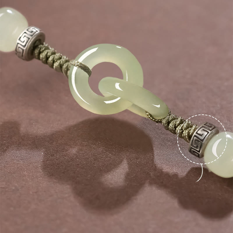 Bracelet tressé avec boucle de paix en jade naturel Hetian