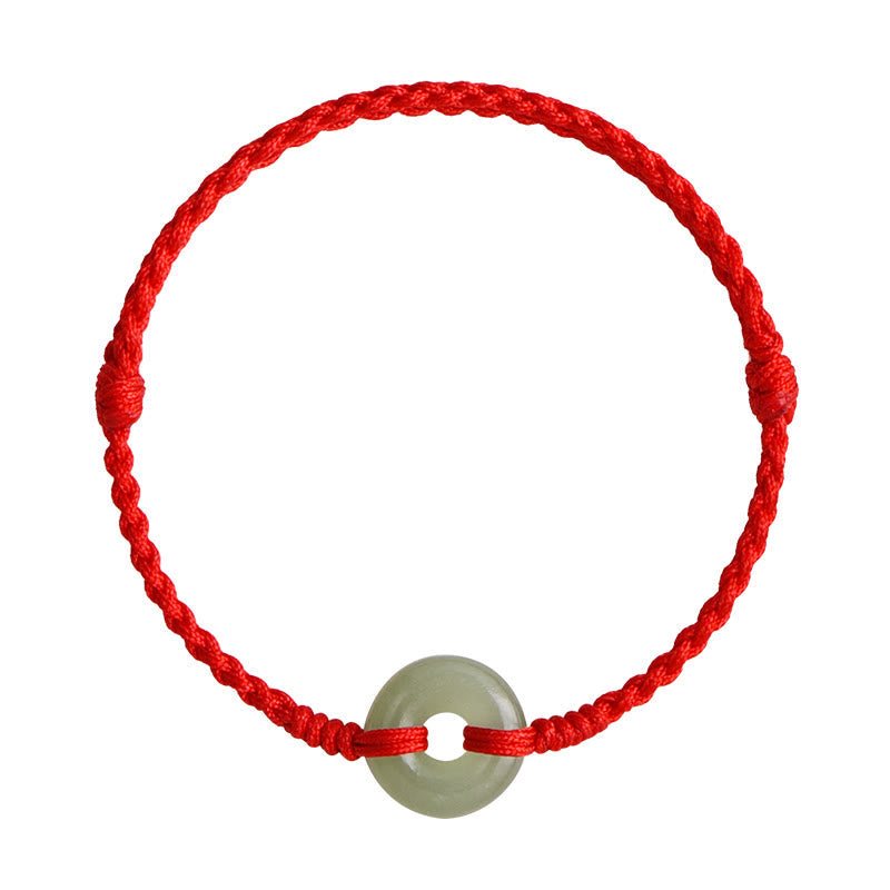 Bracelet de cheville tressé en jade naturel Hetian avec boucle de paix, 13-18 cm