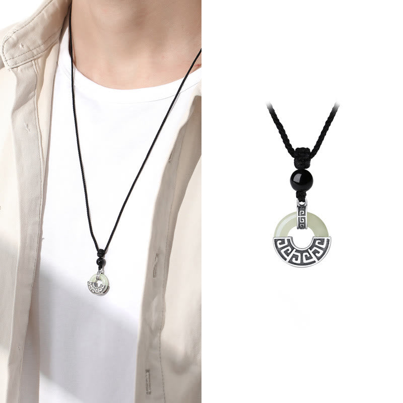 Collier en jade Hetian naturel avec boucle de paix | Prospérité en argent 925