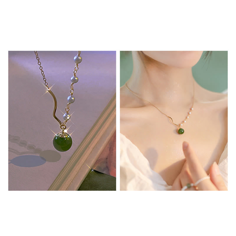 Collier de perles de jade Hetian naturelles porte-bonheur pour la prospérité