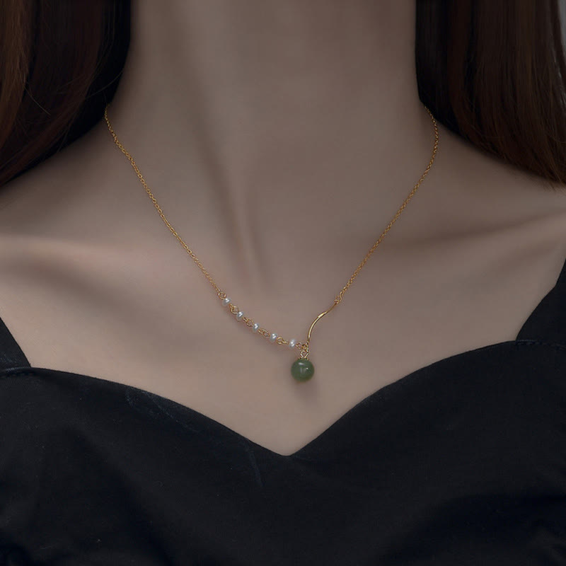 Collier de perles de jade Hetian naturelles porte-bonheur pour la prospérité
