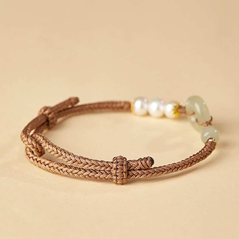 Bracelet porte-bonheur en perles de jade naturelles de Hetian avec boucle de paix