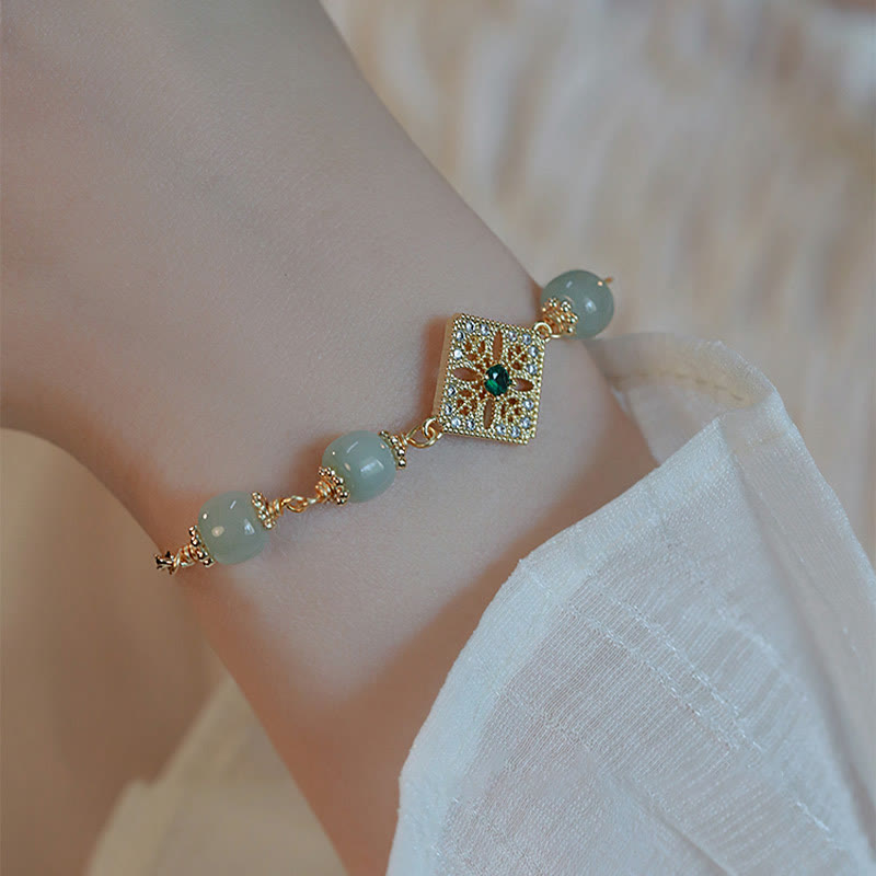 Bracelet de prospérité en jade naturel Hetian 14-15 cm