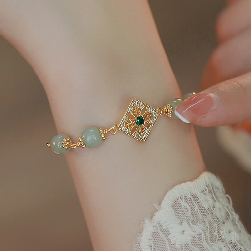 Bracelet de prospérité en jade naturel Hetian 14-15 cm