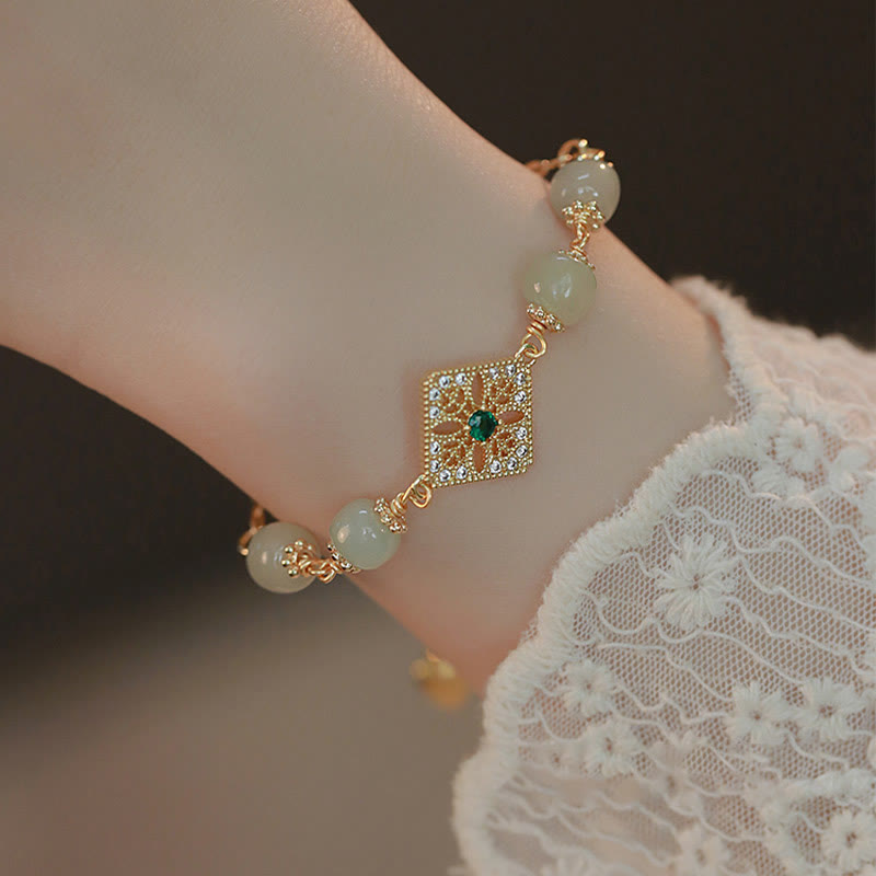 Bracelet de prospérité en jade naturel Hetian 14-15 cm