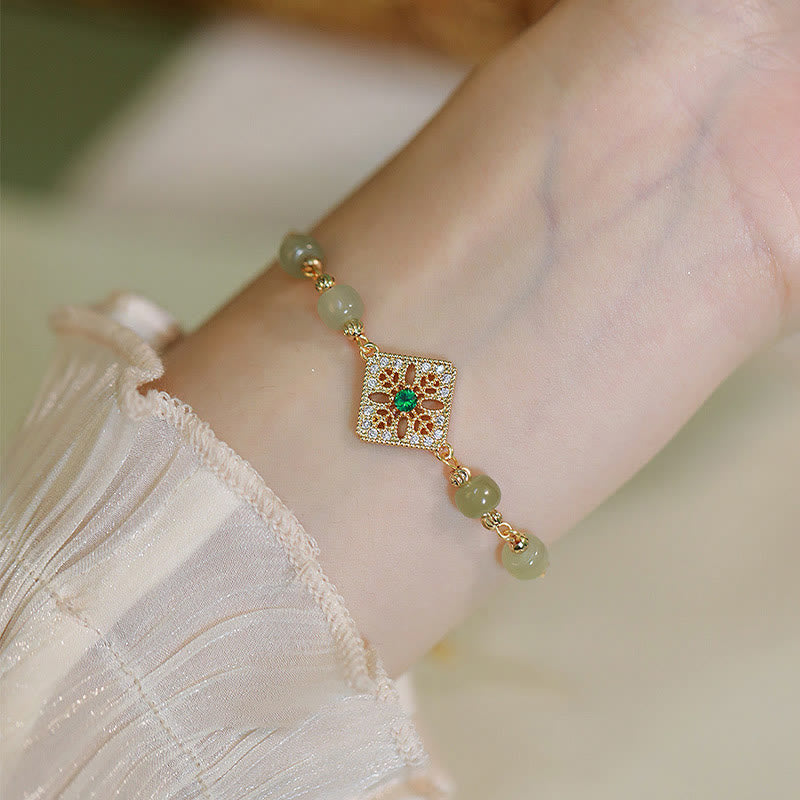 Bracelet de prospérité en jade naturel Hetian 14-15 cm