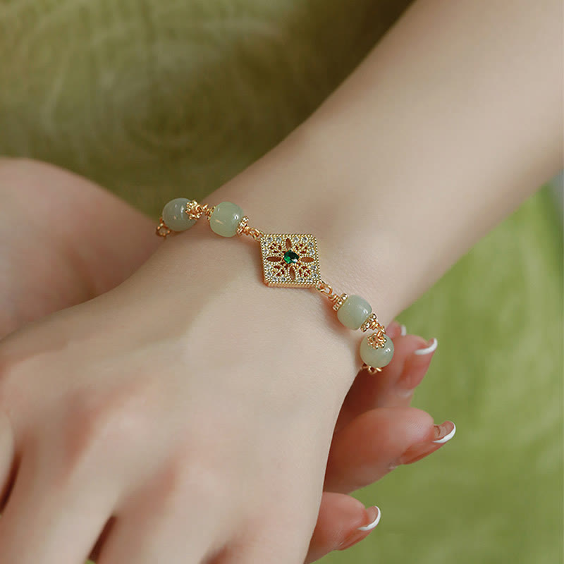 Bracelet de prospérité en jade naturel Hetian 14-15 cm