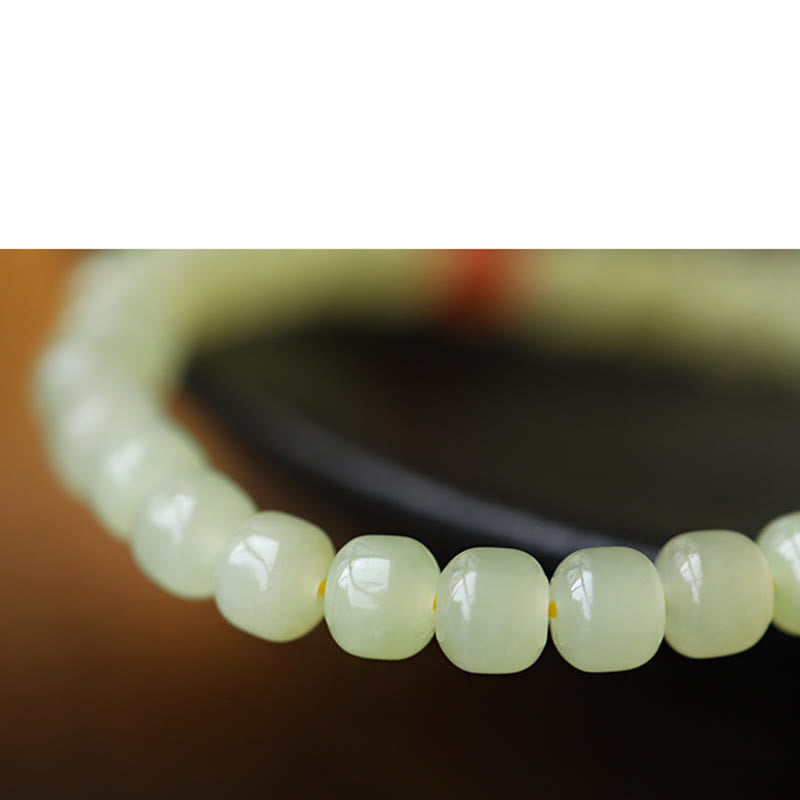 Bracelet de prospérité en jade naturel Hetian avec ambre et agate rouge