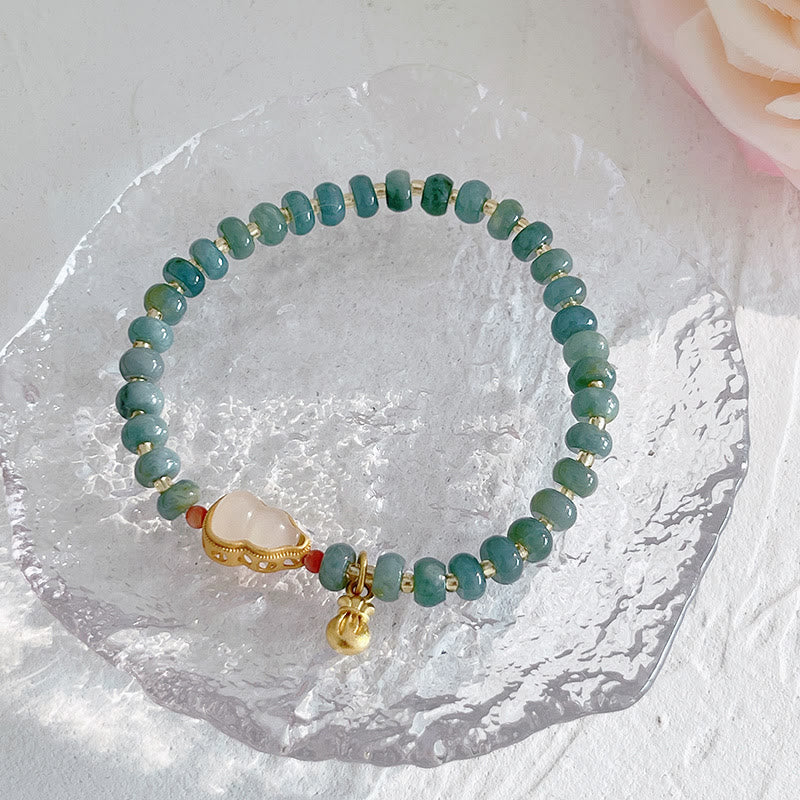 Bracelet de prospérité en jade naturel Hetian avec breloque PiXiu