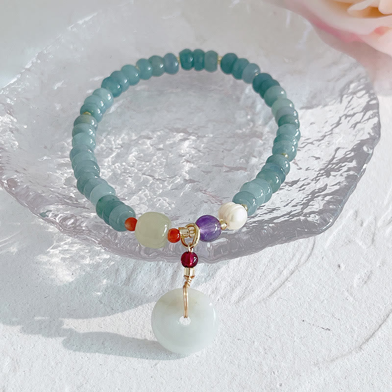 Bracelet de prospérité en jade naturel Hetian avec breloque PiXiu