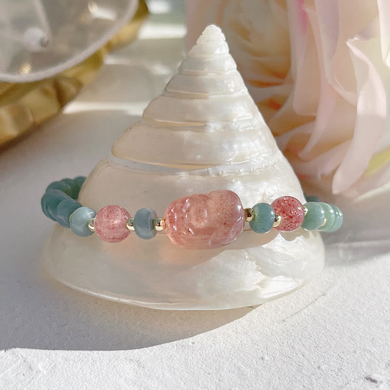 Bracelet de prospérité en jade naturel Hetian avec breloque PiXiu