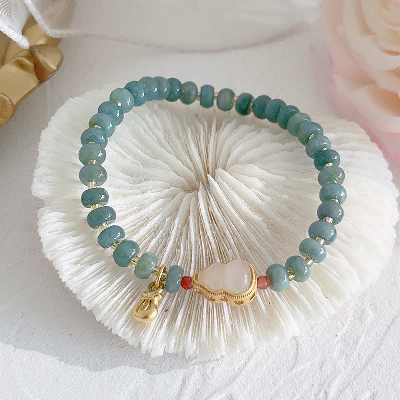 Bracelet de prospérité en jade naturel Hetian avec breloque PiXiu