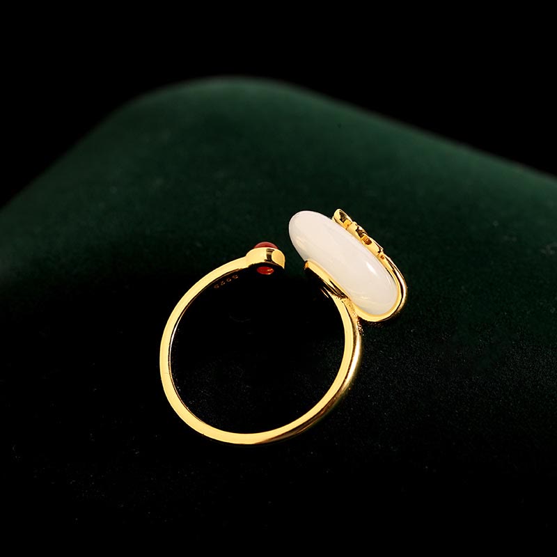 Parure de bijoux en jade blanc Hetian naturel avec paon béni en argent sterling