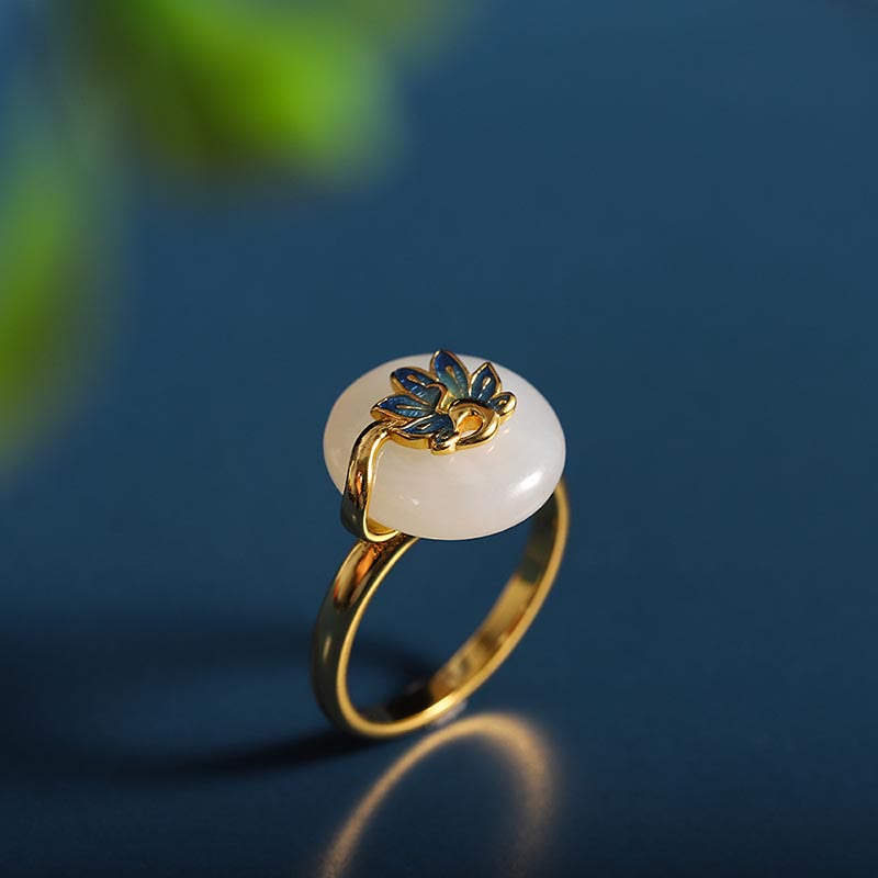 Parure de bijoux en jade blanc Hetian naturel avec paon béni en argent sterling