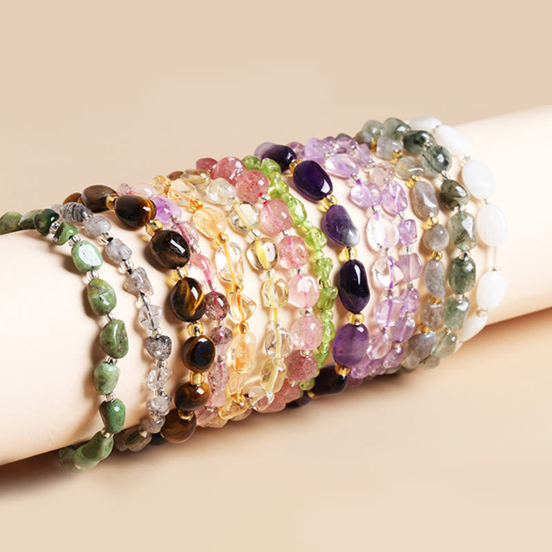 Bracelet en cristal naturel de forme irrégulière pour la méditation et l'équilibre