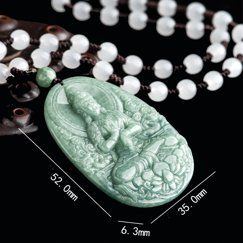 Collier de richesse et de succès en jade naturel Avalokitesvara 45 cm