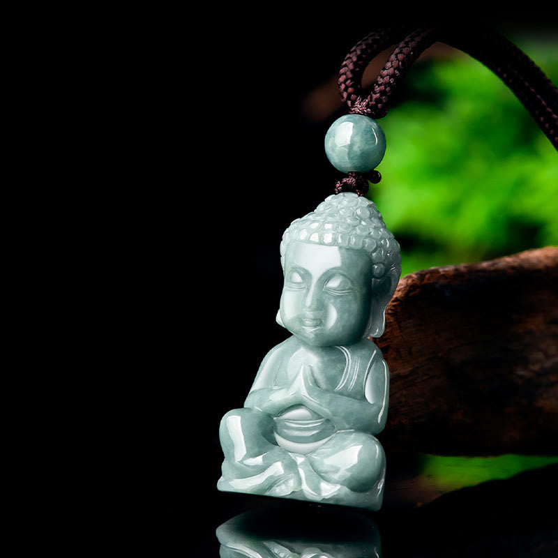 Collier amulette Bouddha en jade naturel | Méditation et sérénité