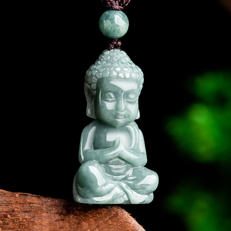 Collier amulette Bouddha en jade naturel | Méditation et sérénité