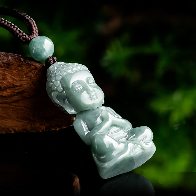 Collier amulette Bouddha en jade naturel | Méditation et sérénité