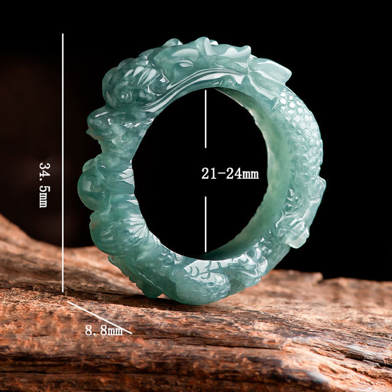 Bague de réussite en jade naturel avec dragon