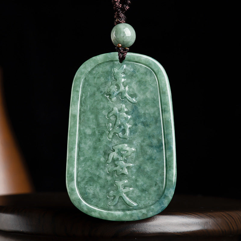 Collier pendentif Guan Gong en jade naturel