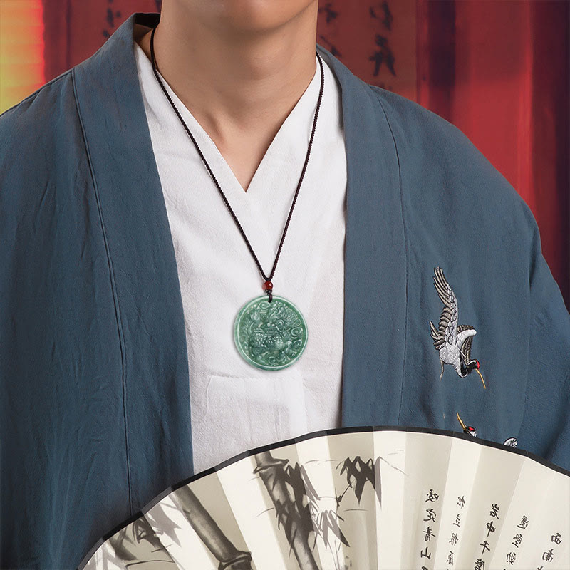 Collier Kirin Abondance en jade naturel | Prospérité et chance