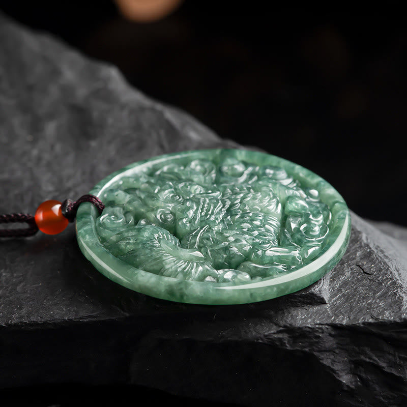Collier Kirin Abondance en jade naturel | Prospérité et chance