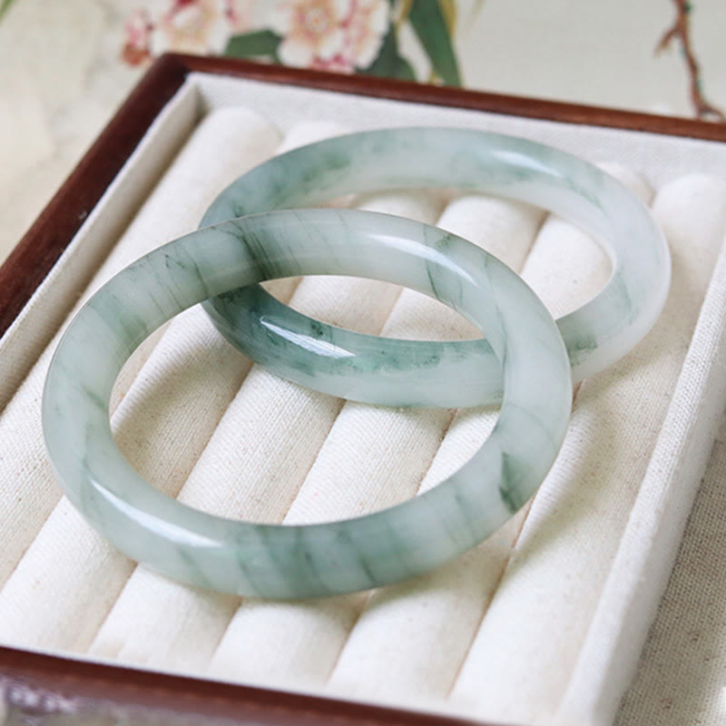 Bracelet jonc porte-bonheur et prospérité en jade naturel 56 mm