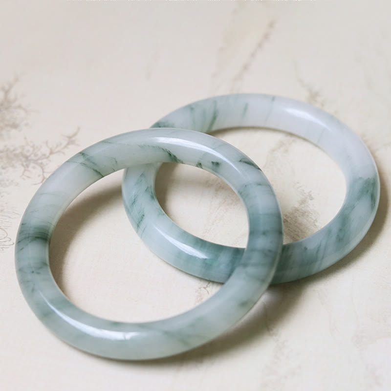 Bracelet jonc porte-bonheur et prospérité en jade naturel 56 mm